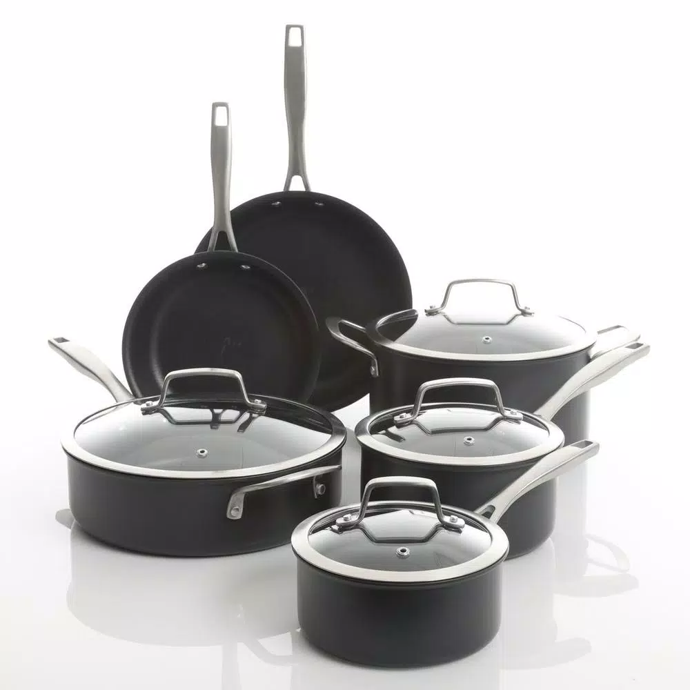 Unbranded Kenmore Pro Arbor Heights 10-Piece Nonstick Aluminum Cookware Set, Black