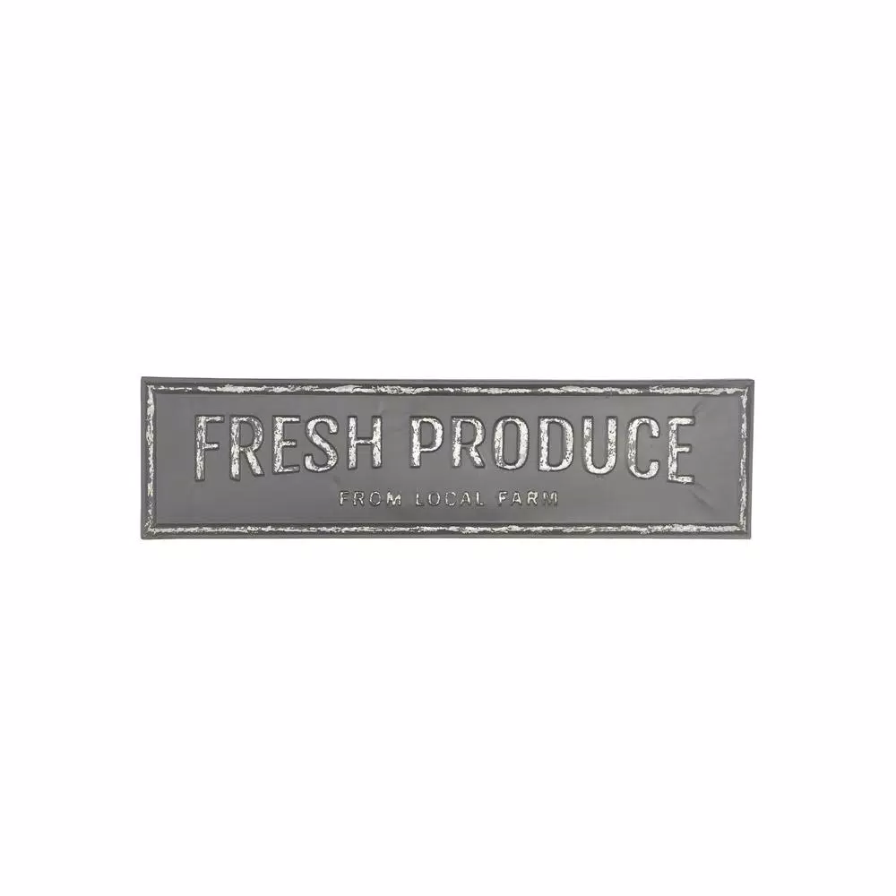 LITTON LANE Fresh Produce From Local Farm Iron Decorative Sign - Rustic Farmhouse Wall Decor