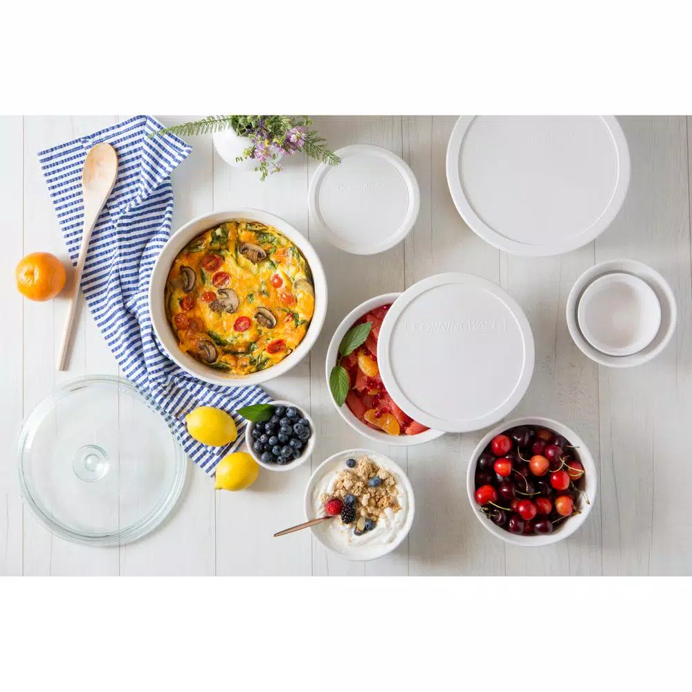 Corningware French White 10-Piece Ceramic Bakeware Set with Lids