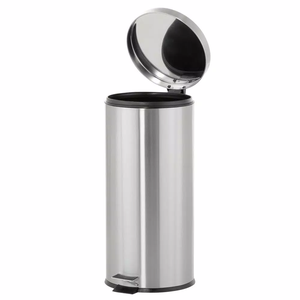Honey-Can-Do Stainless Steel Step Trash Can Combo Set, 30L and 3L Round