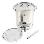 Gas One 40 Qt. Stainless Steel Brew Kettle Complete Kit with Lid and Accessories thumbnail 1