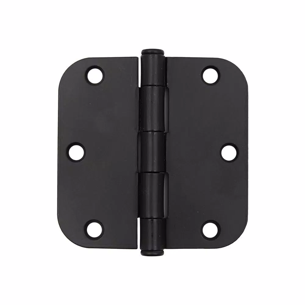 Everbilt 3-1/2 in. x 5/8 in. Radius Matte Black Steel Door Hinge, 48-Pack