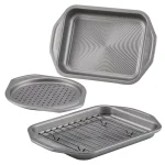 Circulon Total Bakeware 4-Piece Nonstick Toaster Oven and Personal Pizza Pan Set, Gray thumbnail 1