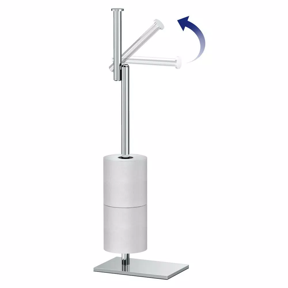 Gatco Latitude II Square Freestanding Toilet Paper Holder with Storage, Chrome