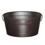 Unbranded Oval Beverage Bin in Oil Rubbed Bronze, Rustic Steel Ice Bucket & Planter thumbnail 3