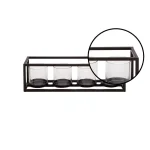 LITTON LANE 5 in. Black Iron and Clear Glass 4-Pedestal Rectangular Votive Candle Holder thumbnail 3