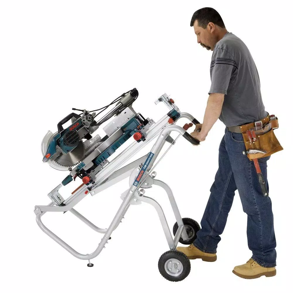 Bosch T4B Gravity Rise Miter Saw Stand with Wheels and Rapid-Release Mounts