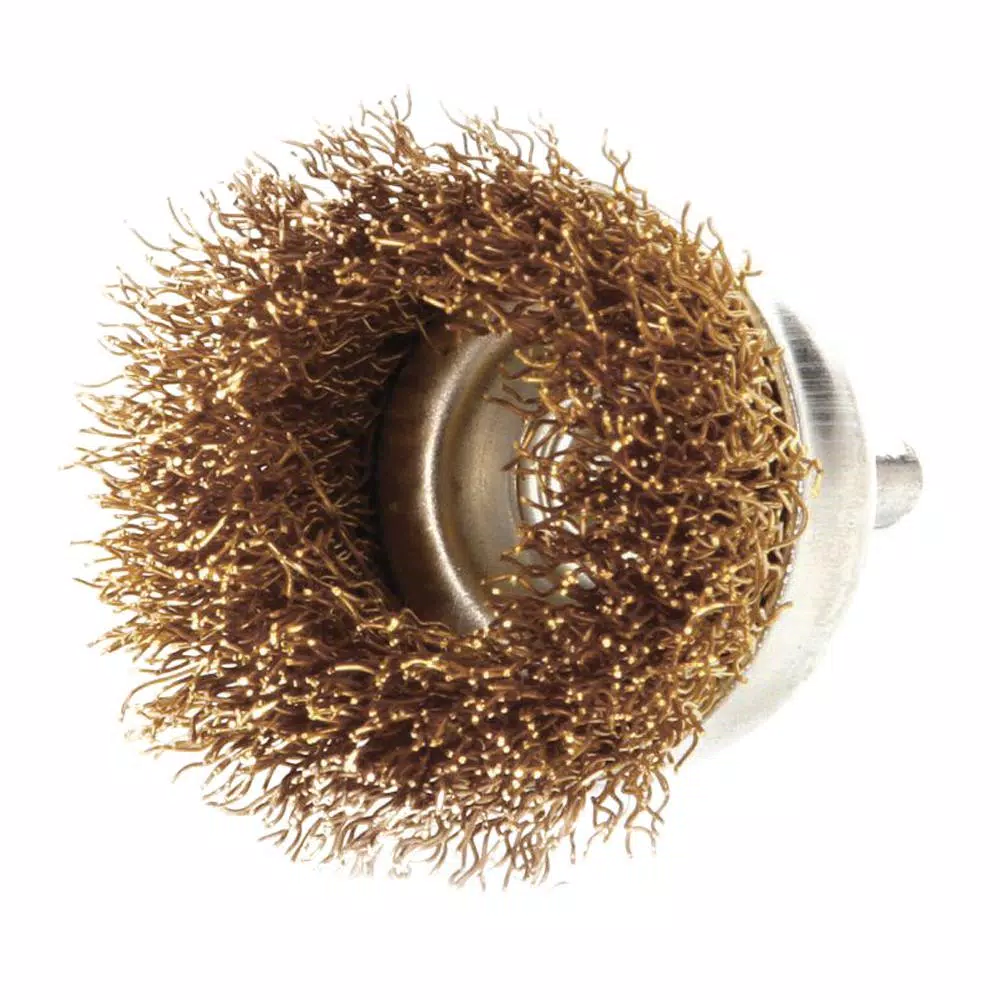 Robtec 3 in. Brass Coated Steel Wire Cup Brush with 1/4 in. Shank