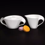 Villeroy & Boch New Wave 2-Piece White Porcelain Sugar and Creamer Set thumbnail 3