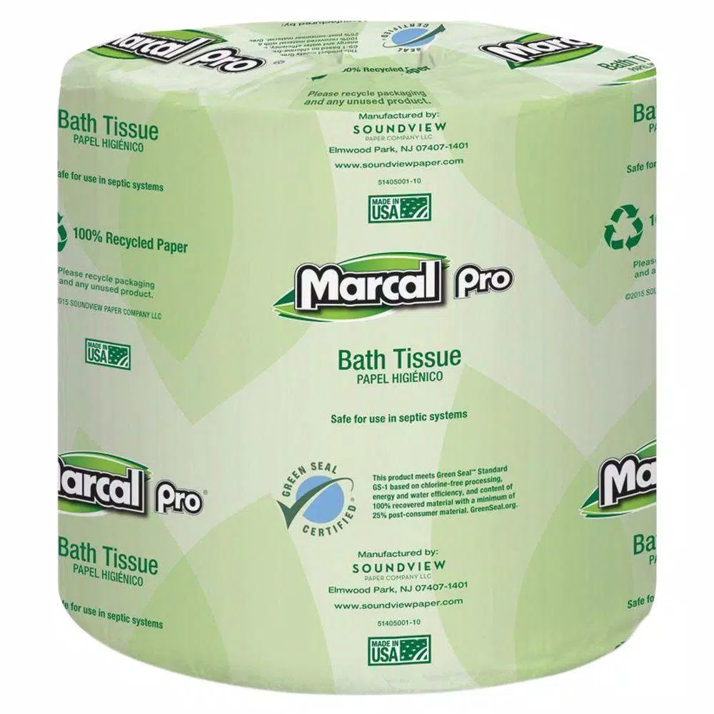 Marcal Pro MarcalPro 2-Ply White Bath Tissue, 100% Recycled, 48 Rolls