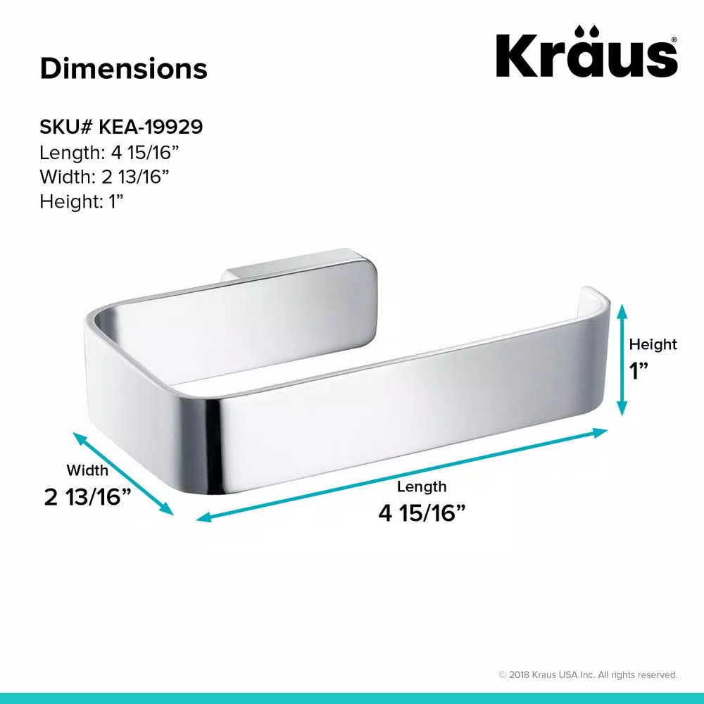 KRAUS Stelios Chrome Toilet Paper Holder, Solid Brass Wall Mount
