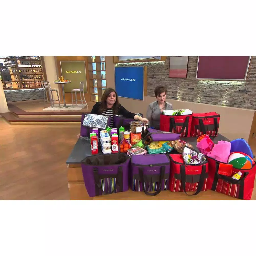 Rachael Ray ChillOut 2 Go Purple Deluxe Thermal Tote Set of 2 - Insulated Cooler & Dry Storage Bags