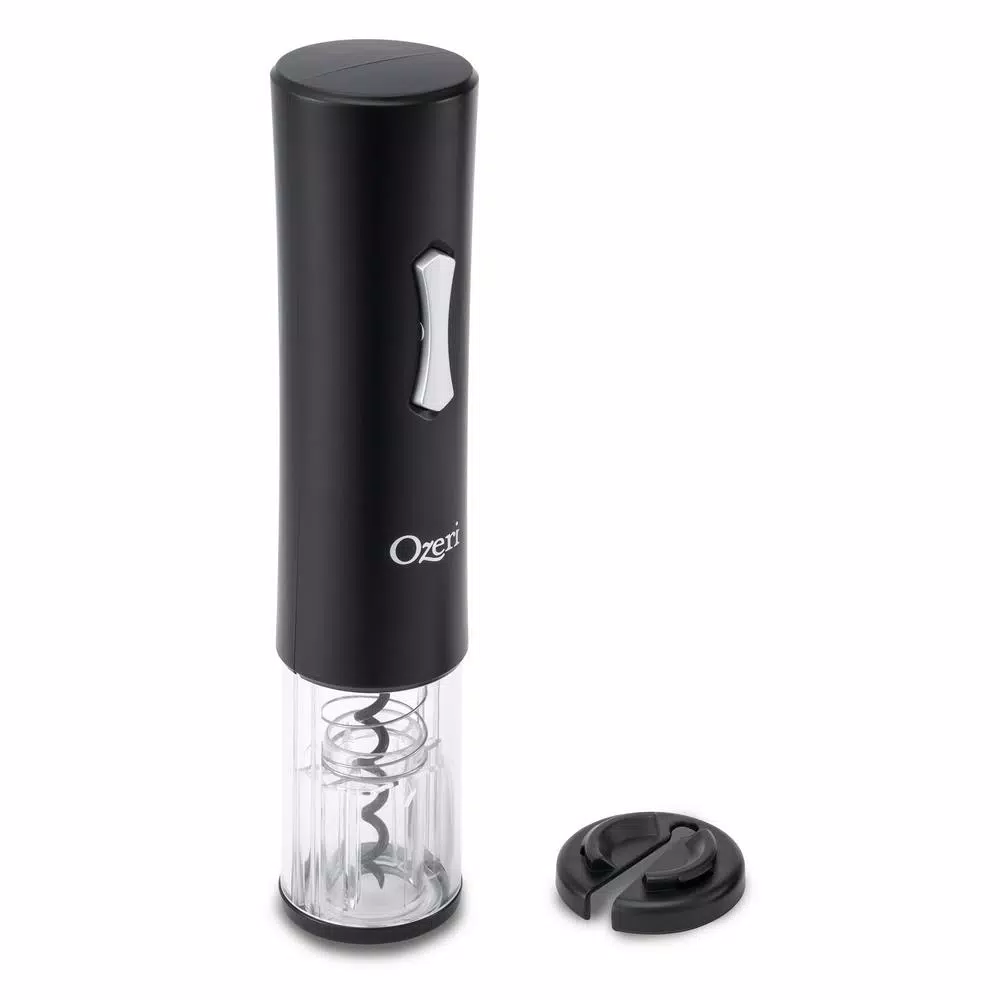 Ozeri Gusto Electric Wine Opener, Cordless Battery Operated Corkscrew with Integrated Foil Cutter