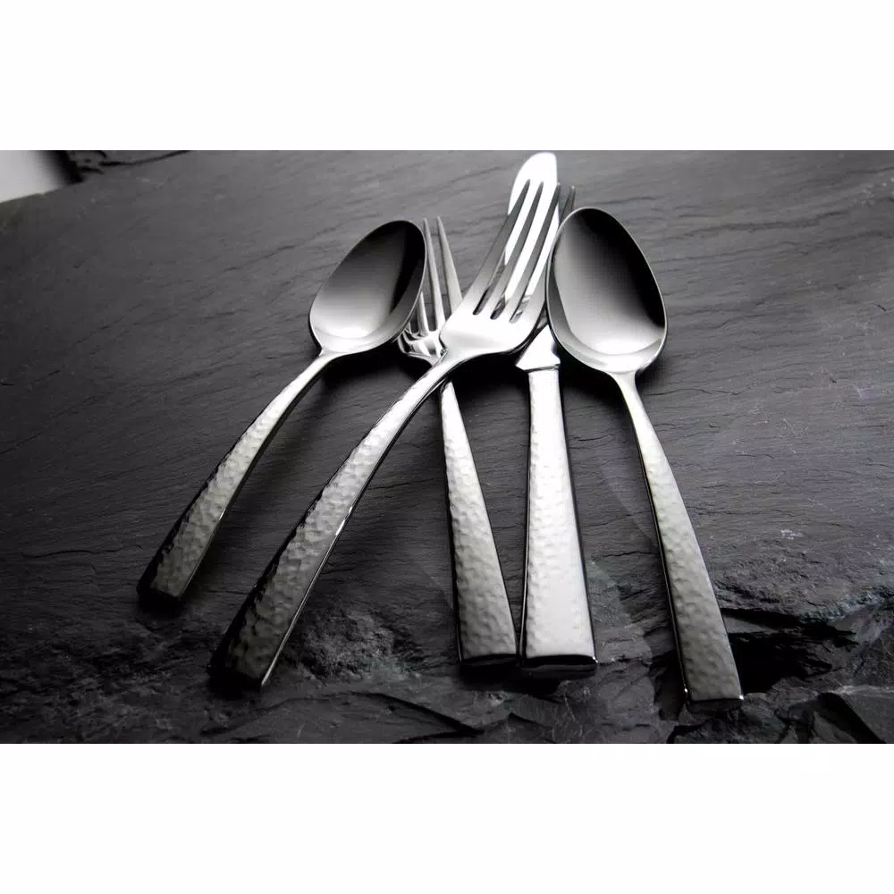 Oneida Chef's Table Hammered 18/0 Stainless Steel European Dinner Forks, Set of 12