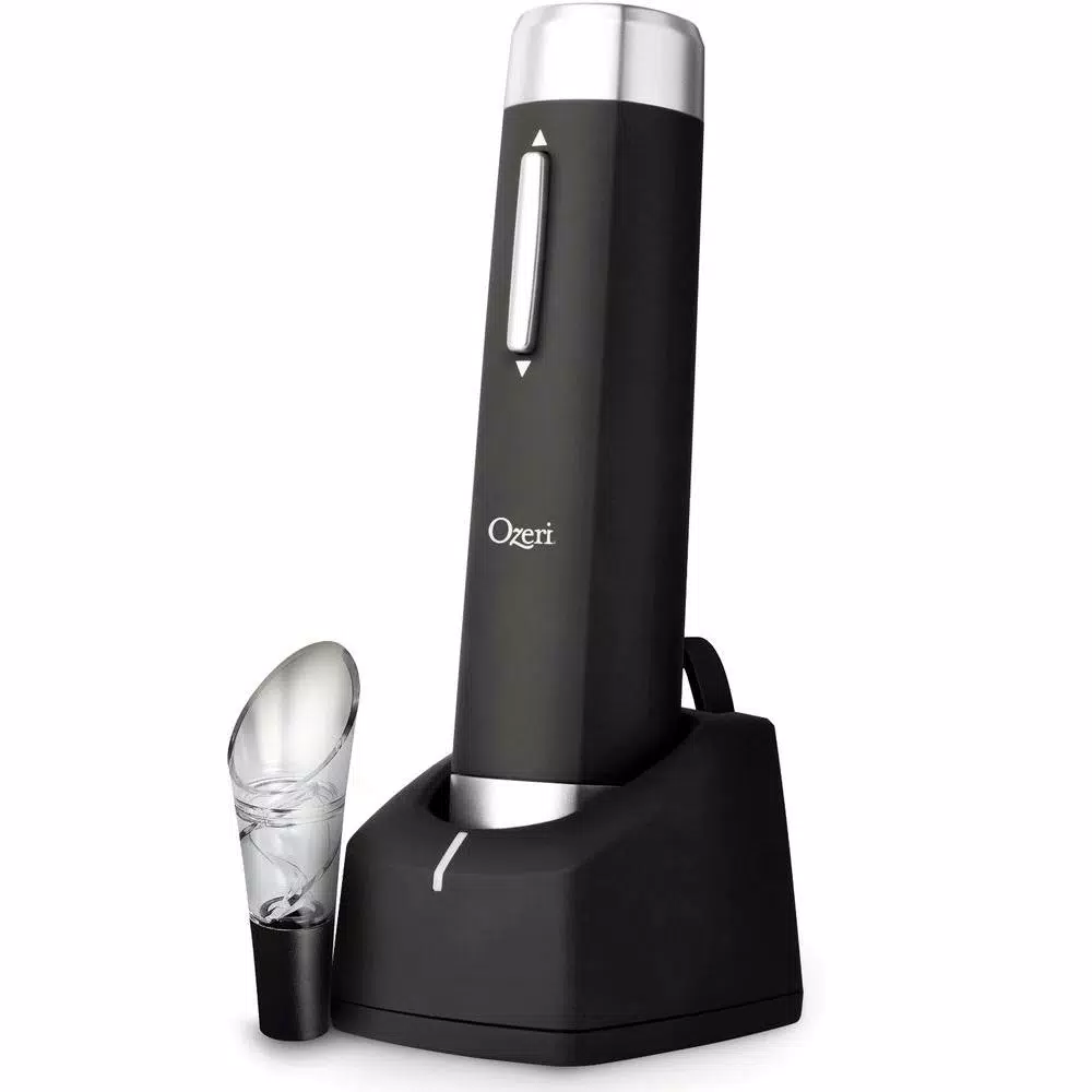Ozeri Prestige Electric Wine Bottle Opener Set with Recharging Stand, Aerating Pourer and Foil Cutter