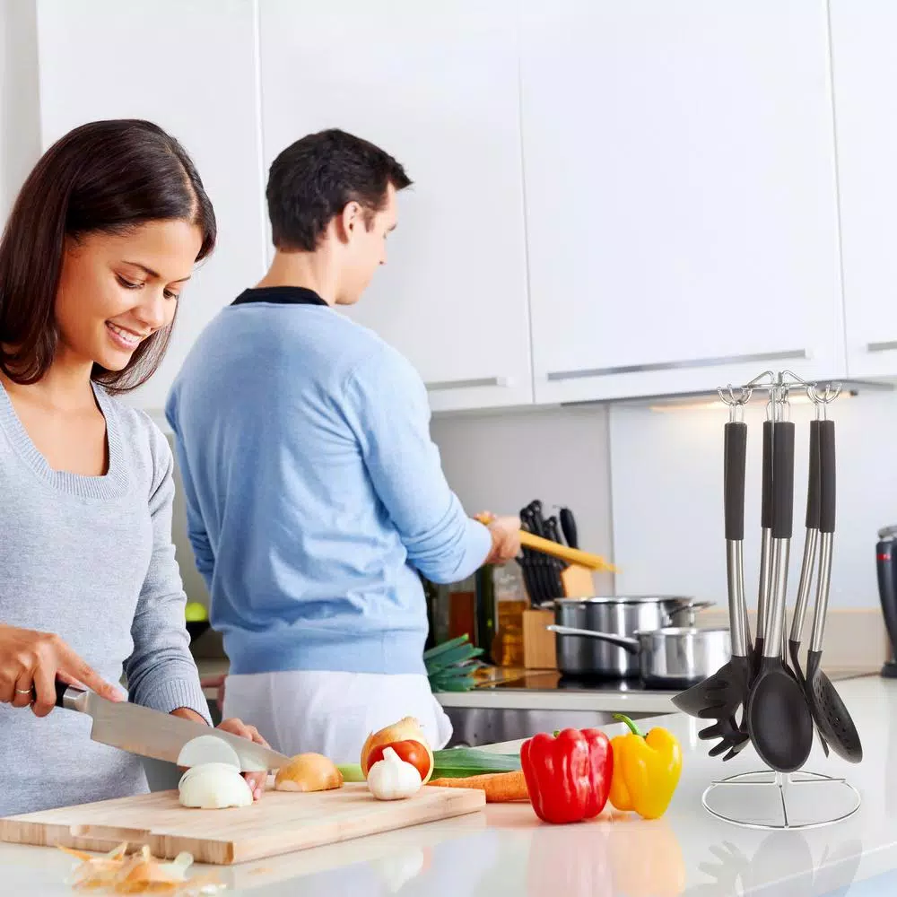 Classic Cuisine 7-Piece Stainless Steel and Silicone Kitchen Utensil Set with Holder