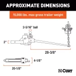 CURT Short Trunnion Bar Weight Distribution Hitch Kit, 10,000-15,000 lbs. GTW, 28-3/8 in. Bars thumbnail 11