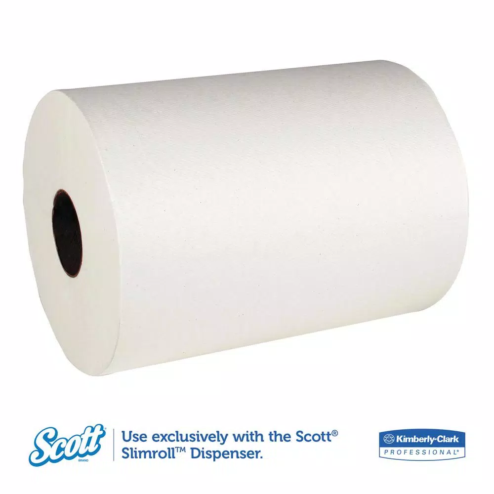 Scott Control Slimroll Hardwound Paper Towels, 8 in. x 580 ft, White (6 Rolls per Carton)