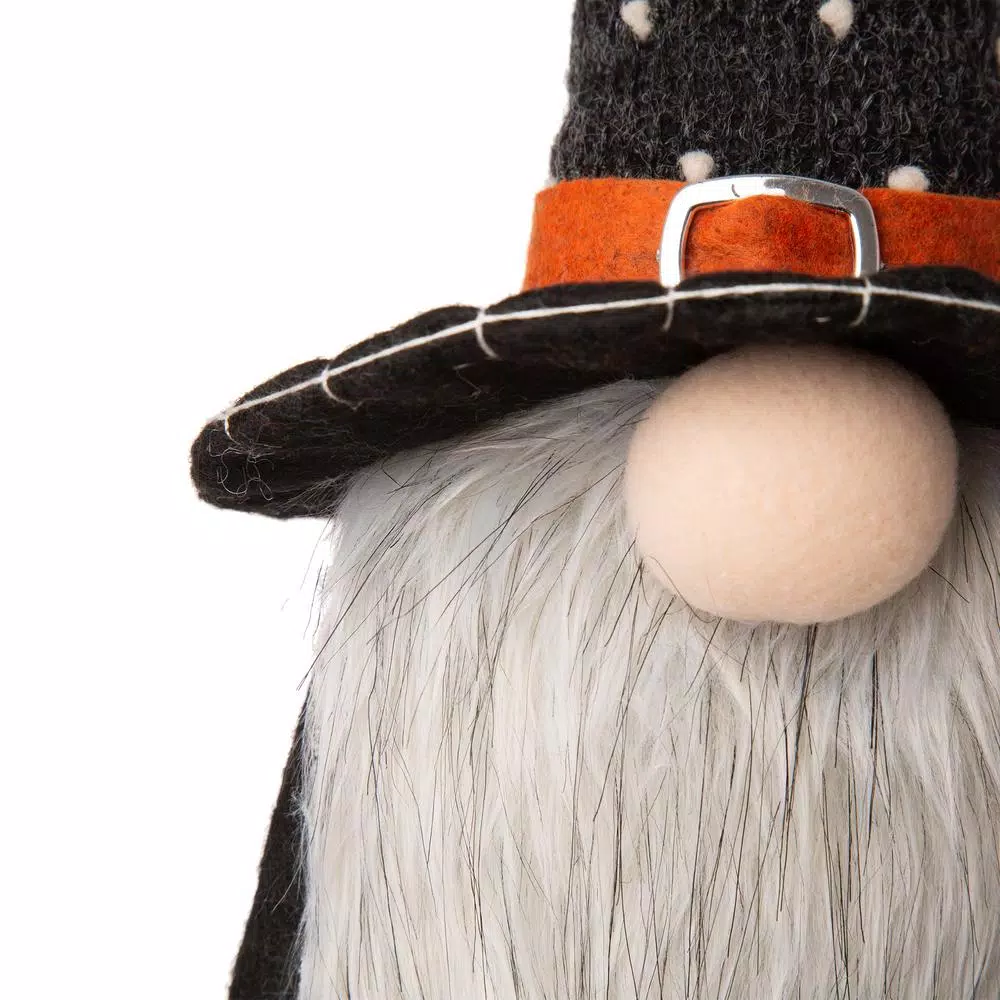 Glitzhome 28 in. Halloween Fabric Gnome Standing Decor with Posable Hat and Faux Fur Beard