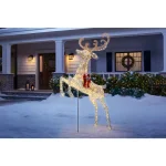 Home Accents Holiday 84 in. Warm White 240-Light LED Jumping Deer Yard Decoration thumbnail 2