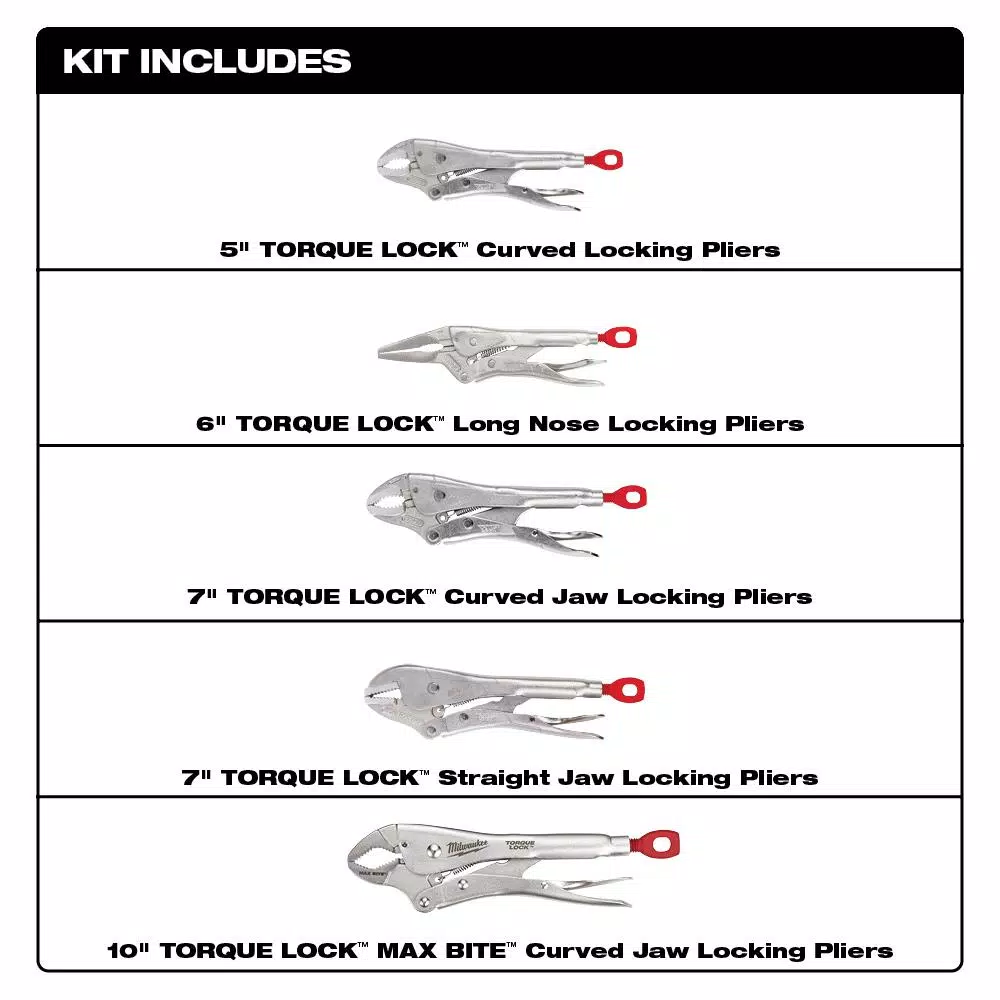 Milwaukee TORQUE LOCK Locking Pliers 5-Piece Set