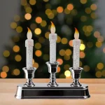 Northlight 9 in. Silver Glitter 3-Tier LED Lighted Candelabra Christmas Decoration thumbnail 2