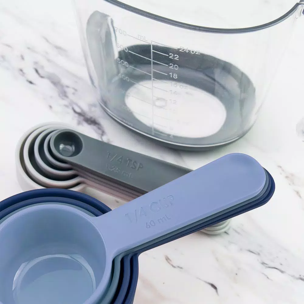 Spectrum Tovolo Magnetic Nested Measuring Cup and Spoon Set, BPA-Free Plastic, Blue