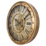 Yosemite Home Decor Gilded Round Gear Wall Clock - Industrial Steampunk Style thumbnail 2