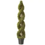 National Tree Company 60 in. Double Cedar Artificial Spiral Topiary Tree with Green Round Grower Pot thumbnail 1