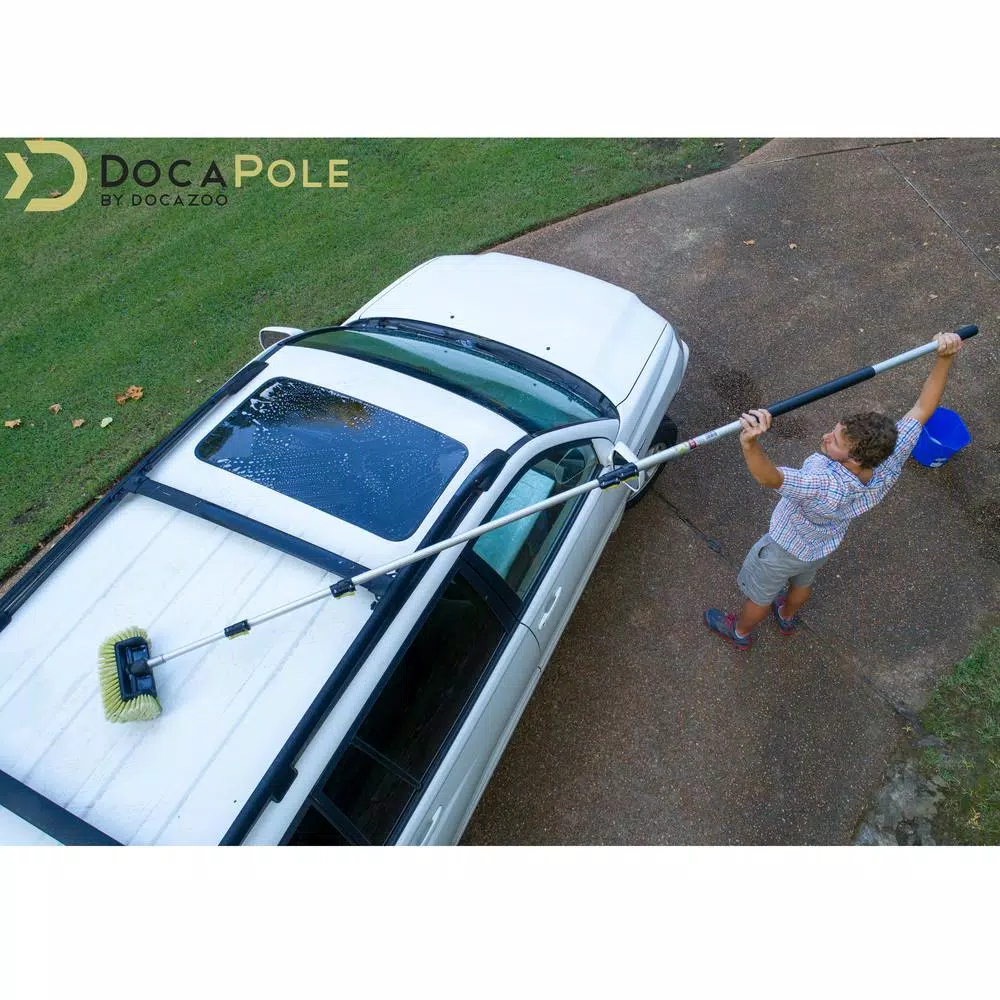 DocaPole 12 ft. Telescopic Car Wash Brush Kit with Ultra Soft Bristles and Extension Pole