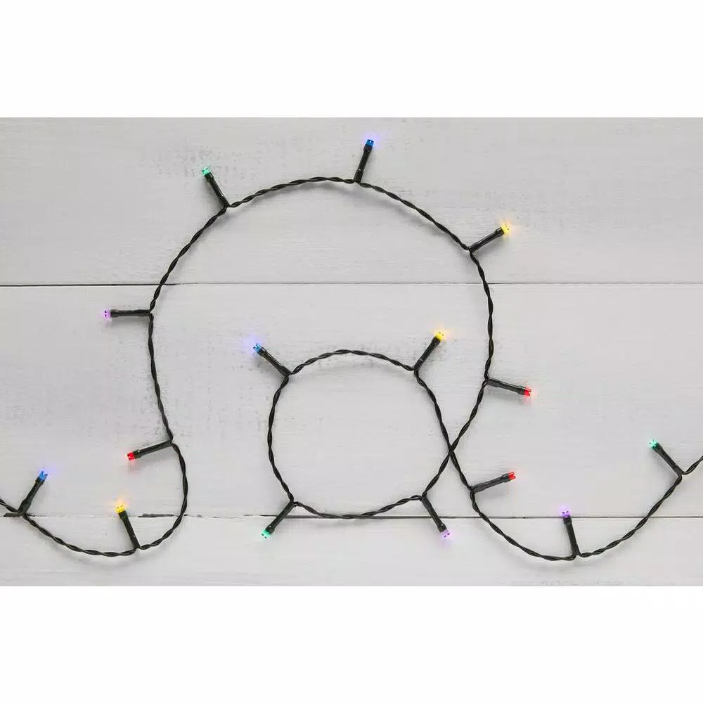Home Accents Holiday 26 ft. 100-Light Multicolor LED Battery-Operated String Lights with Timer, 8 Functions