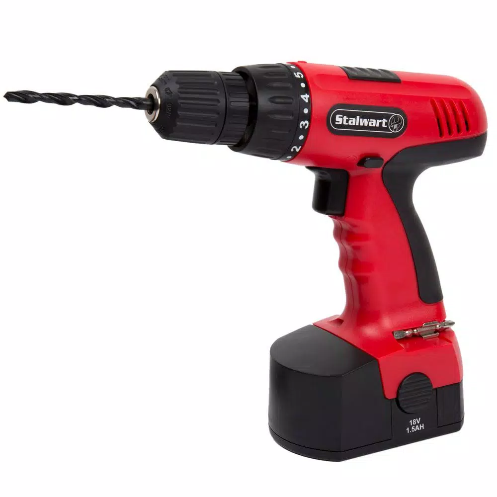 Stalwart 18V Cordless Drill Combo Kit with 89-Piece Accessory Set and Carrying Case