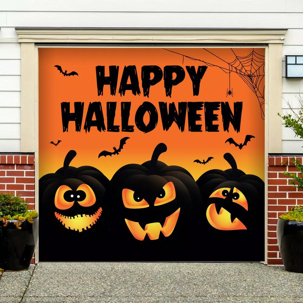My Door Decor Happy Halloween Jack-O-Lanterns Garage Door Mural, 7 ft. x 8 ft.