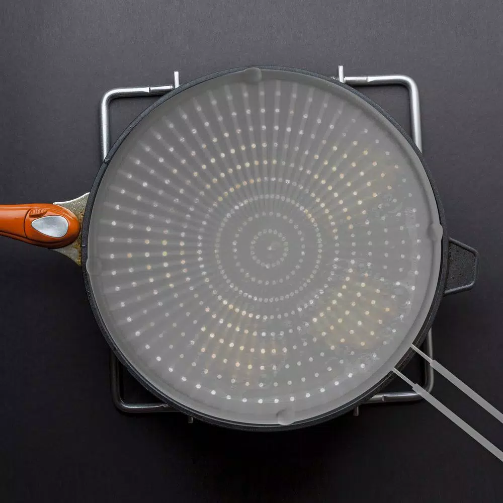 ExcelSteel 13 in. Gray Silicone Splatter Screen with Non-Slip Grip and Stainless Steel Frame