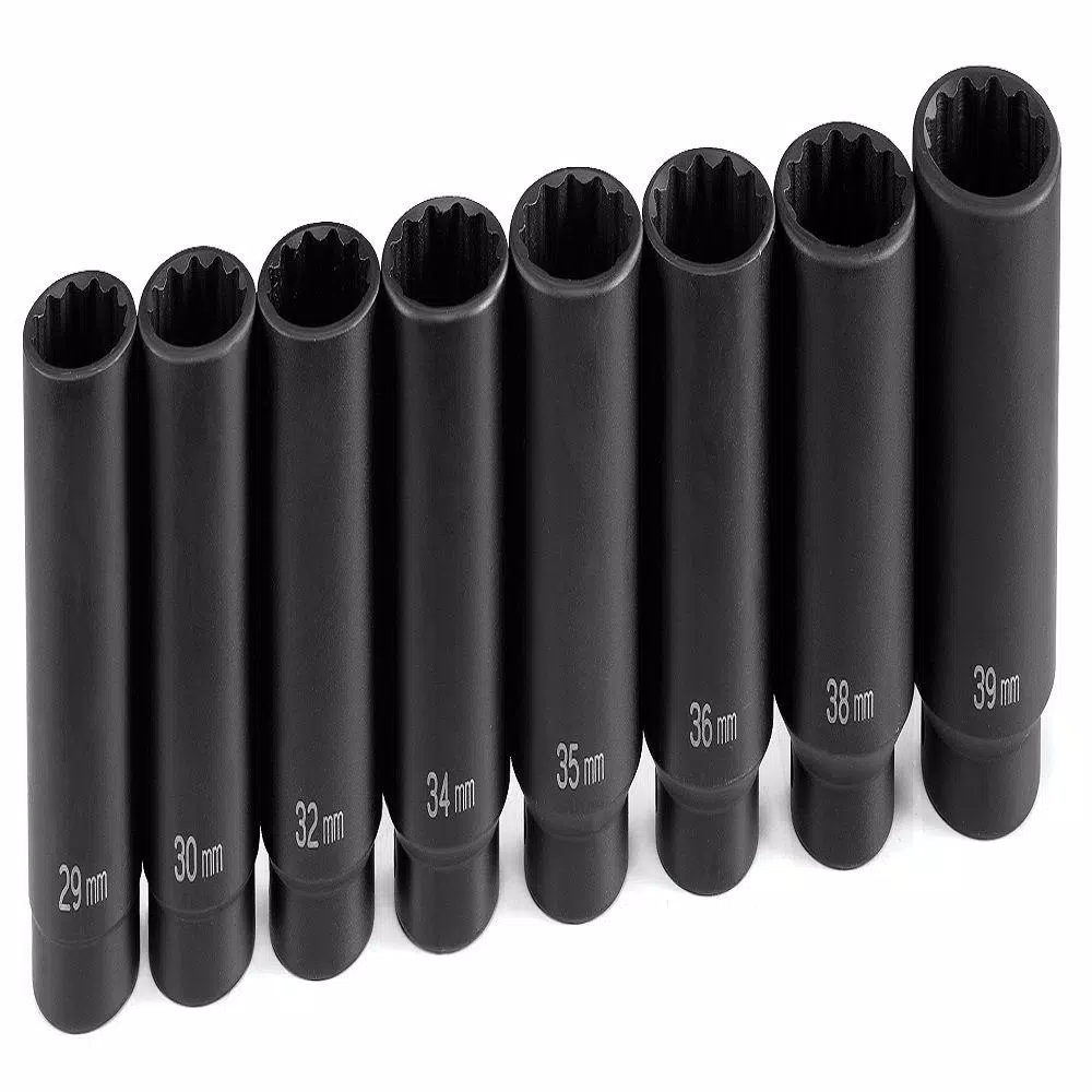 GP 1/2 in. Drive 12-Point Axle Nut Impact Socket Set, 8-Piece Metric
