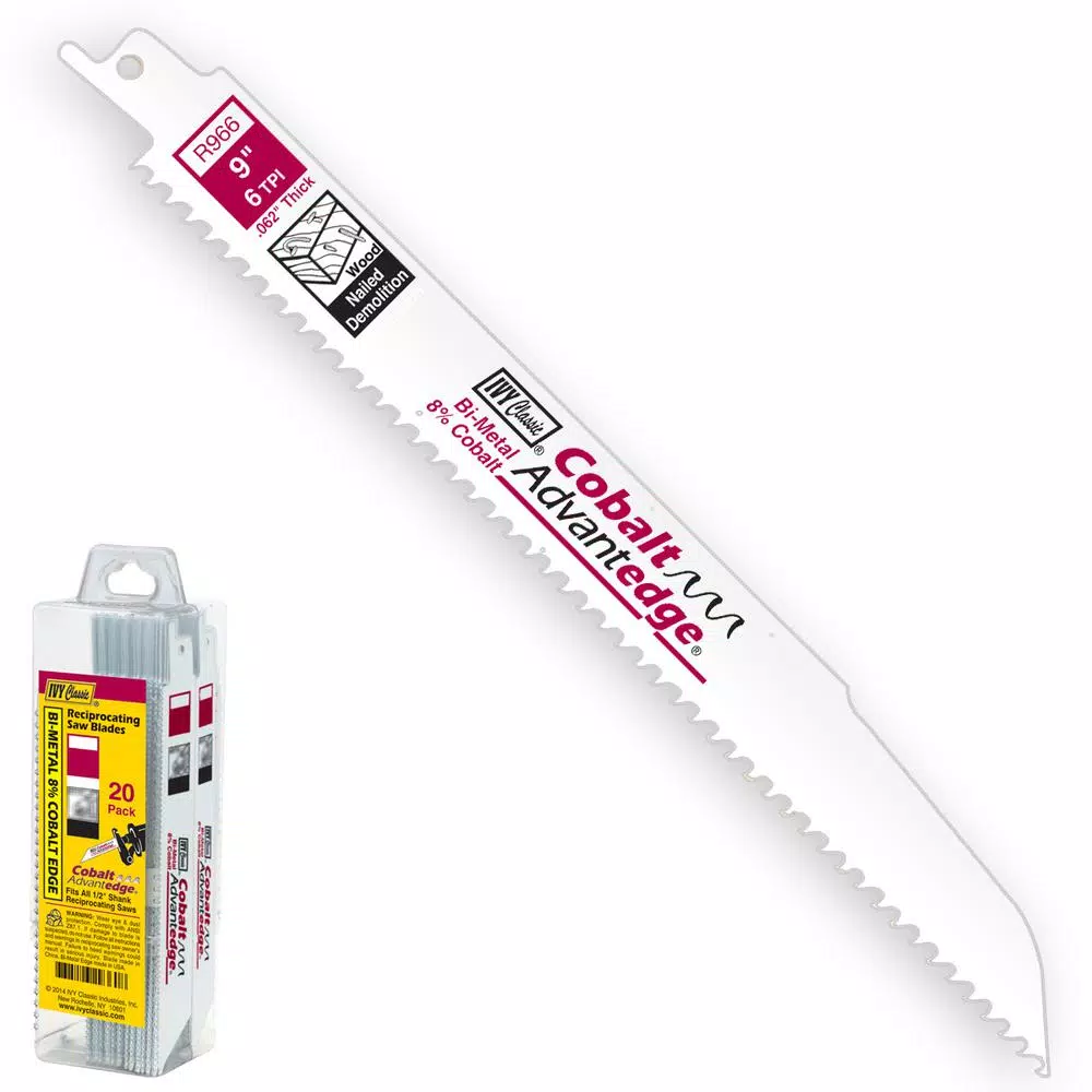 Ivy Classic Cobalt Advantage 9 in. Bi-Metal Reciprocating Saw Blades, 6 TPI, 20-Pack