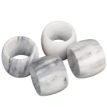 Creative Home Natural White Marble Napkin Rings, Set of 4 Elegant Tabletop Decor thumbnail 1