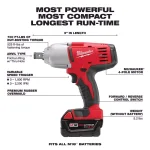 Milwaukee M18 18V Cordless 3/4 in. High-Torque Impact Wrench Kit with (2) 3.0Ah Batteries, Charger, and Hard Case thumbnail 3