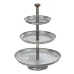 LITTON LANE 3-Tier Farmhouse Iron Cake Stand, Galvanized Gray Metallic Finish thumbnail 1