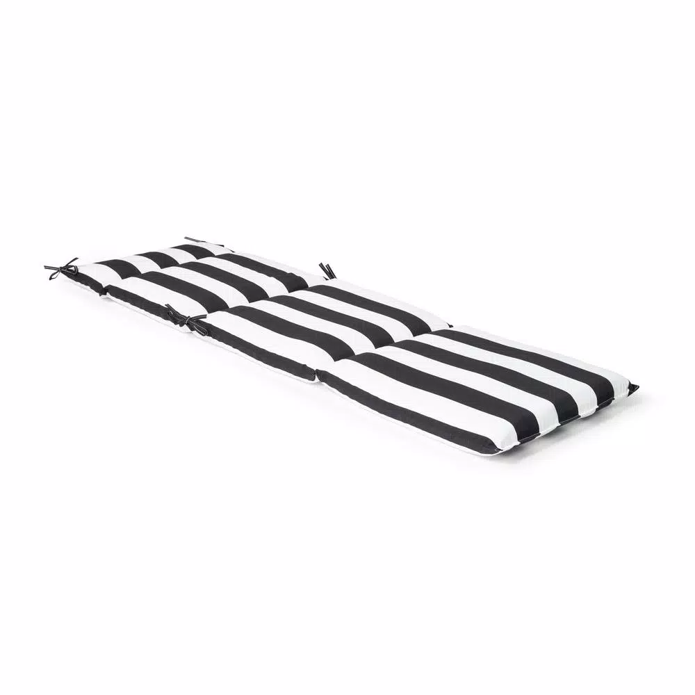 Unbranded Black Cabana Stripe Outdoor Chaise Lounge Cushion, 21.5 in. x 72 in.