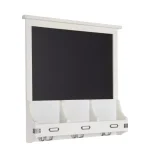Kate and Laurel Stallard White Multi-Function Chalkboard Memo Board with Hooks and Pockets thumbnail 1