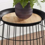 Home Decorators Collection Round Black Metal Decorative Basket Set with Wood Lid, Set of 2 thumbnail 4