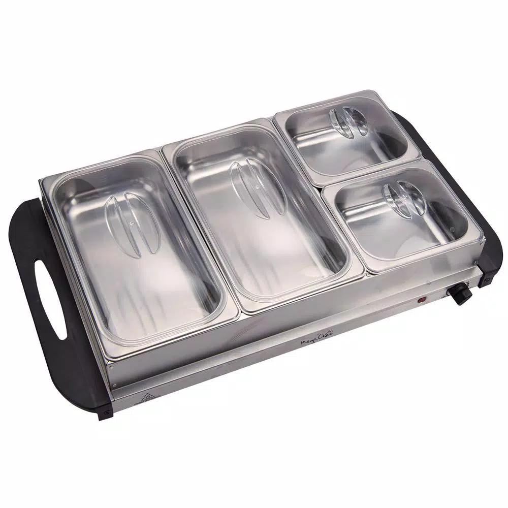 MegaChef 2.5L Stainless Steel Buffet Server and Warming Tray with 4 Removable Food Containers