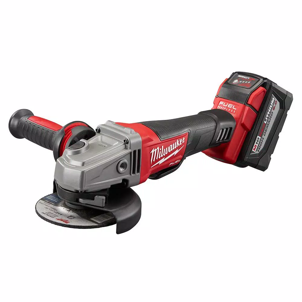 Milwaukee M18 FUEL 4-1/2 in./5 in. Cordless Angle Grinder Kit with (2) 9.0 Ah Batteries & Rapid Charger