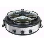 HomeCraft Triple 1.5 qt. Stainless Steel Slow Cooker Buffet Server with 3 Ceramic Pots thumbnail 5