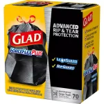 Glad ForceFlexPlus 30 Gallon Large Black Drawstring Trash Bags, 70-Count (3-Pack) thumbnail 1