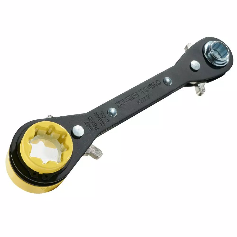 Klein Tools 6-in-1 Ratcheting Lineman's Wrench, SAE Combination Wrench