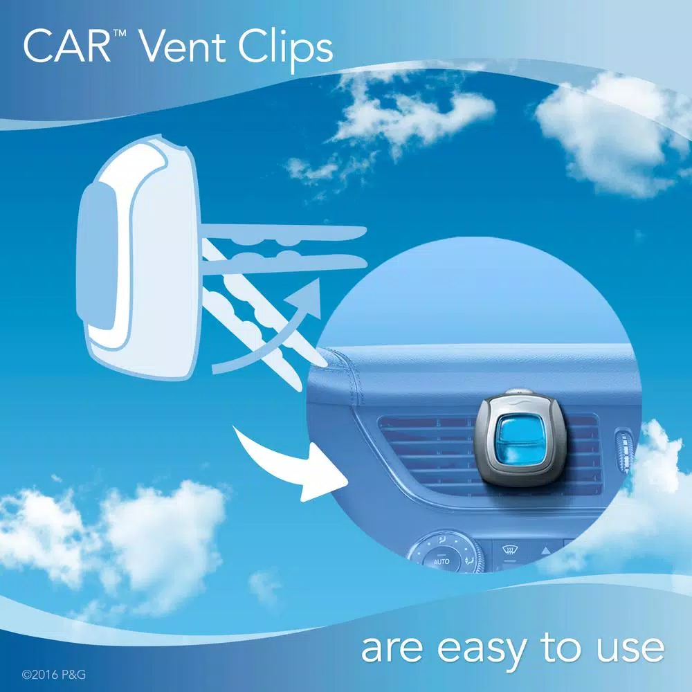 Febreze Car Air Freshener Vent Clips, Gain Original Scent, 3-Count