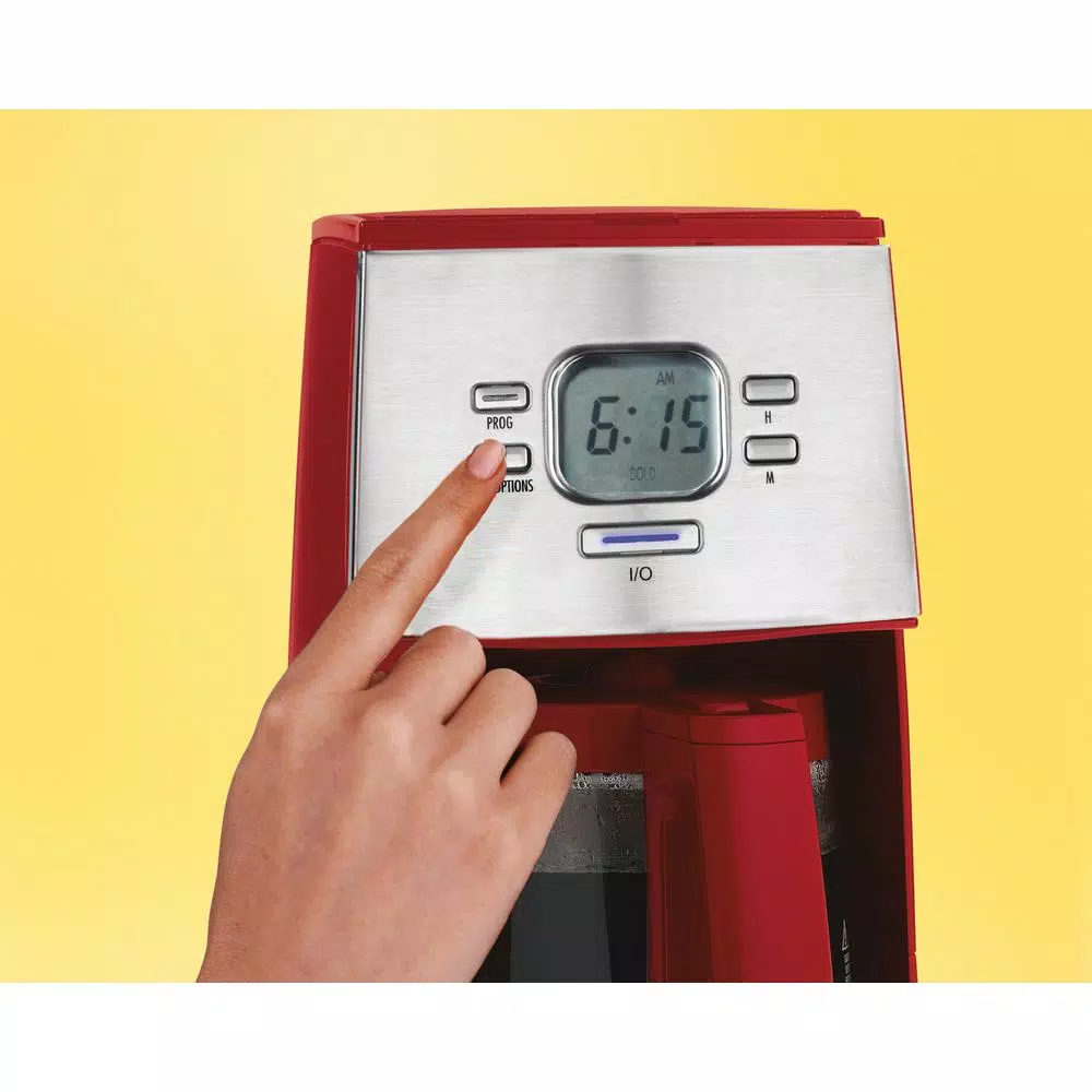 Hamilton Beach Ensemble 12-Cup Programmable Drip Coffee Maker, Red with Stainless Steel Accents