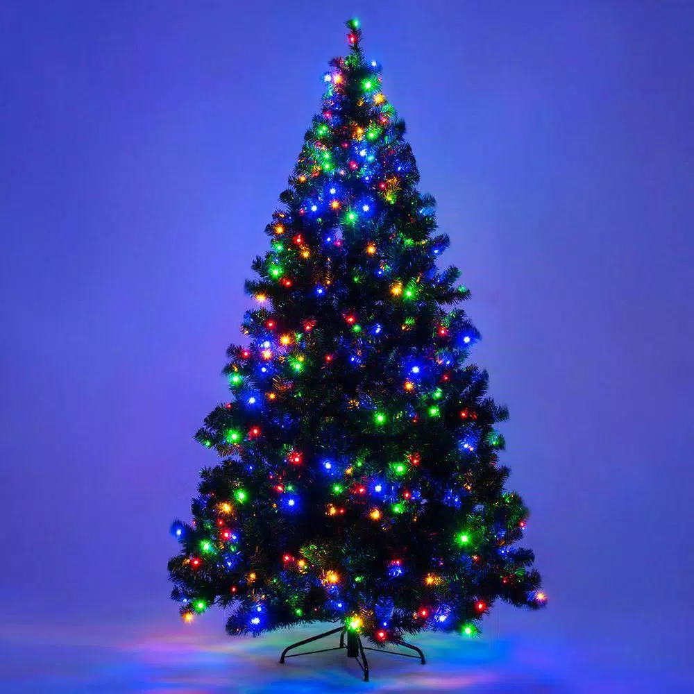 Costway 7.5 ft. Pre-Lit Artificial Christmas Tree with 550 Multi-Color LED Lights and Stand
